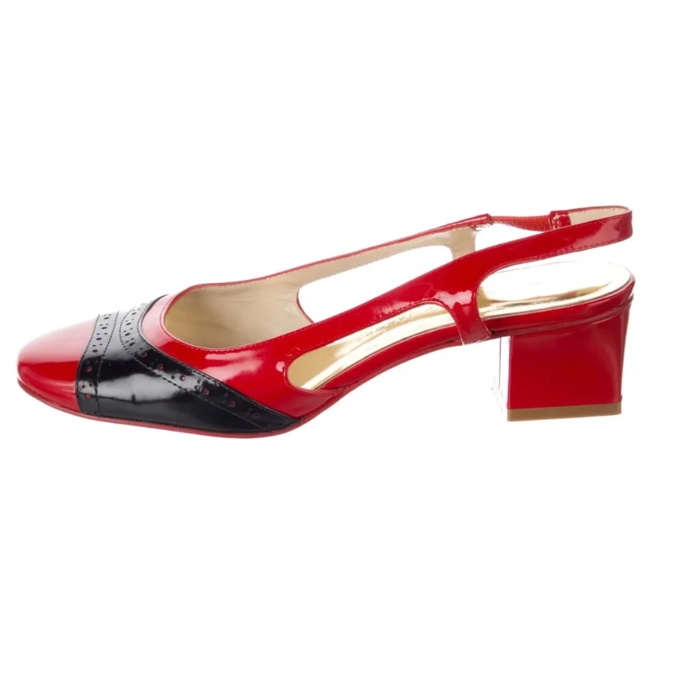 RETRO Marc Jacob’s Patent Leather Colorblock Pattern Slingback Pumps 37 US 6.5